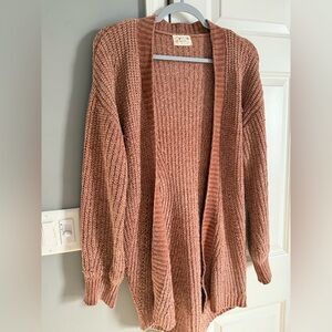 Poof! Warm Rust Open-Front Cardigan